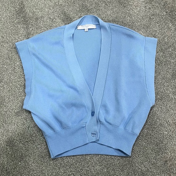 Sleeveless tank crop blue periwinkle cardigan - Picture 1 of 3